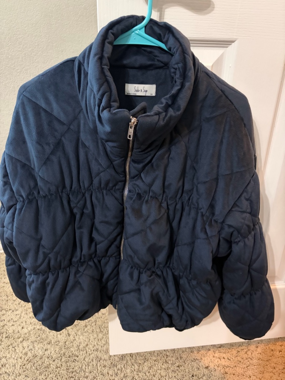 Sadie & Sage Black Quilted Jacket with Funnel Collar